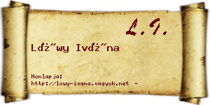 Lőwy Ivána névjegykártya
